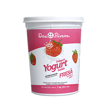 Yogurt batido - Dos Pinos -  1 Kilo - Sabor Fresa