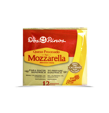 Queso Procesado Mozzarella Blanco - 12 rebanadas - Dos Pinos - 192g