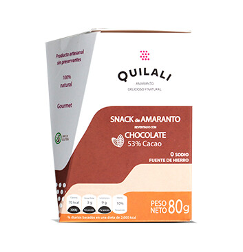 Snack Amaranto - Quilali  - 80g/caja - Sabor Chocolate 53%