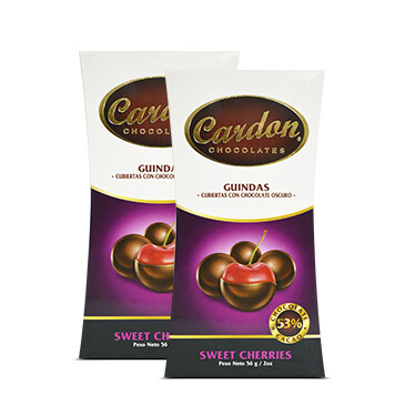 Bolsa de Guindas cubiertas con Chocolate Cardon, 2x56g