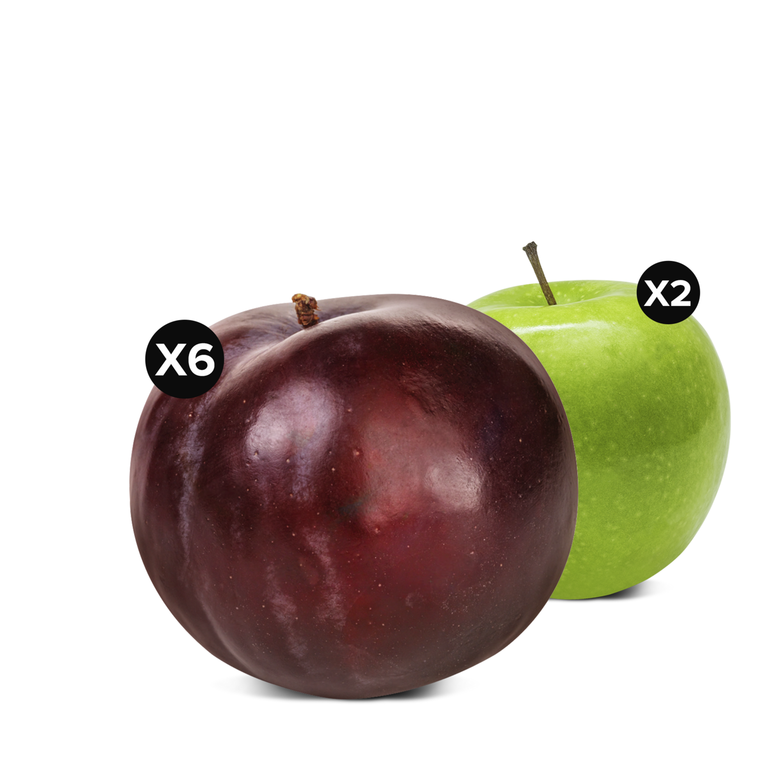 Ciruela Negra - Serie 60 - 6 unidades + atado de 2 manzanas verdes