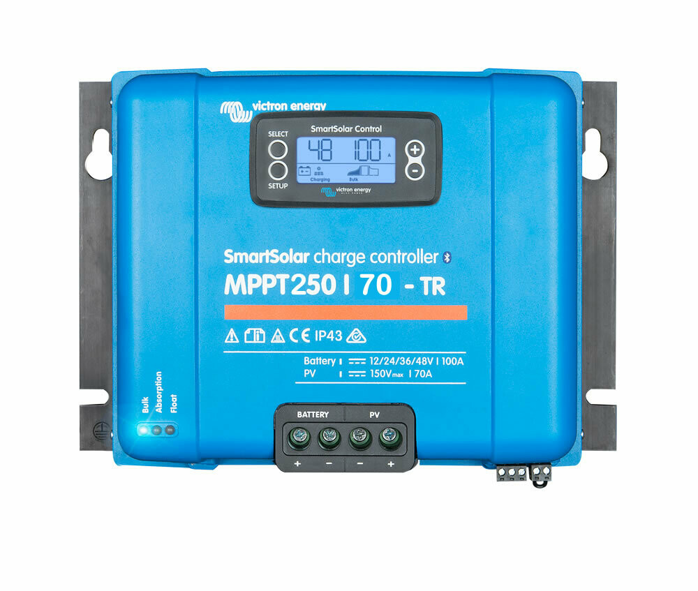 Victron Energy SmartSolar MPPT 250/70-TR (12/24/48V-70A) 70A Solar Charge Controller VE CAN Bluetooth LCD inclusive