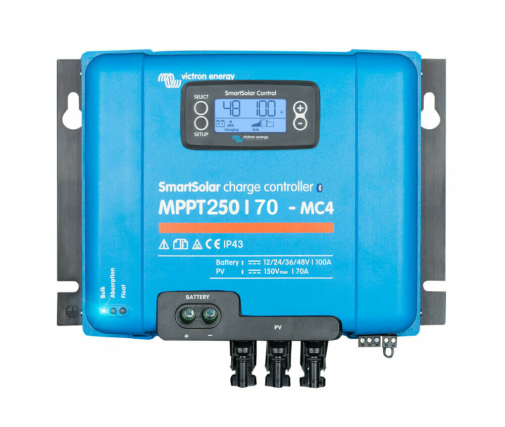 Victron Energy SmartSolar MPPT 250/70-MC4 (12/24/48V-70A) 70A Solar Charge Controller VE CAN Bluetooth LCD inclusive