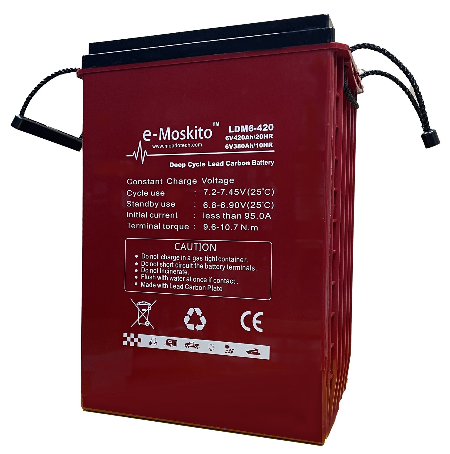 e-Moskito 6V Lead Carbon Battery 420Ah C20 3000 Cycles