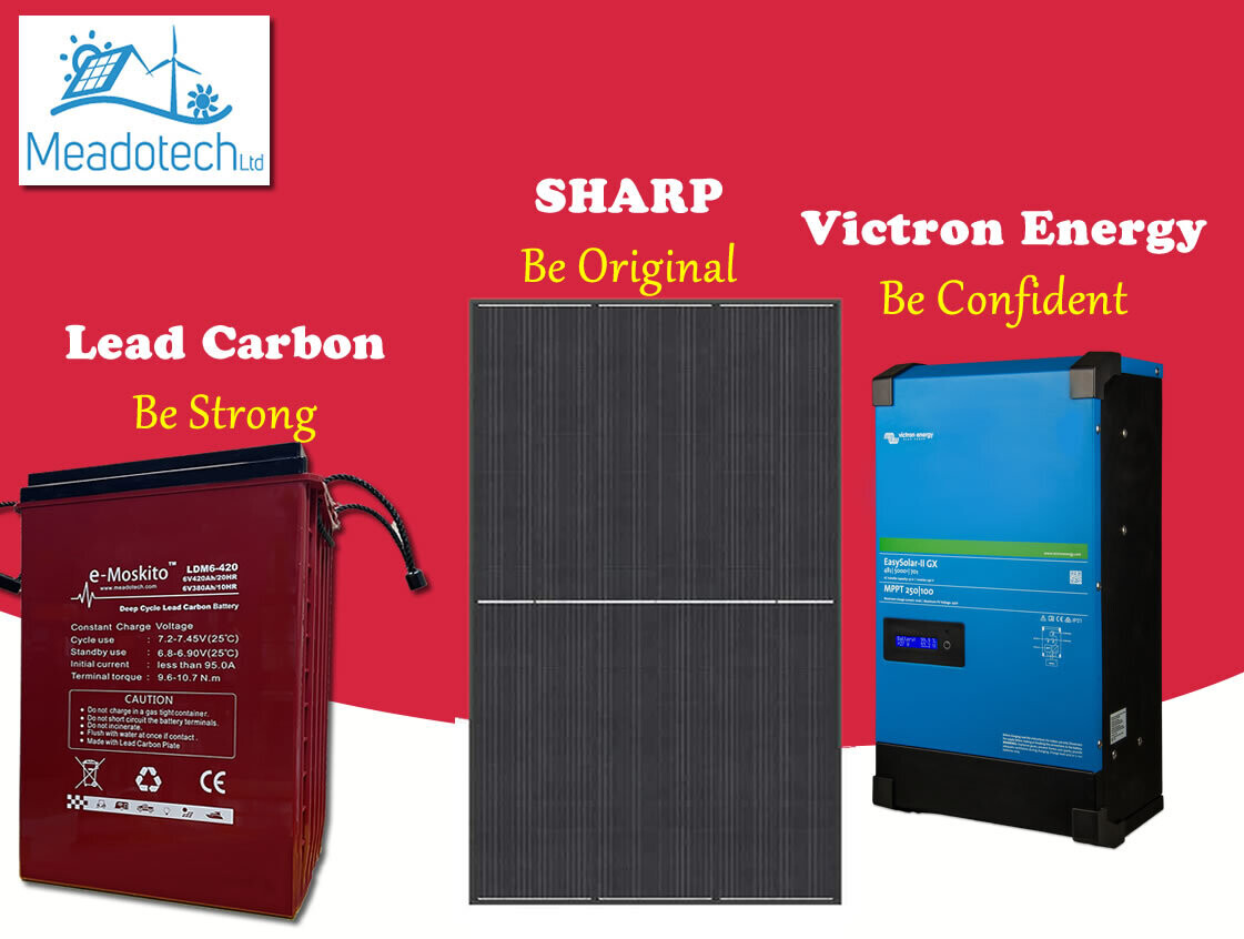 Victron off grid Hybrid EasySolar-II 5 KVA GX 21KWh 48V Lead Carbon Battery 4.8KW SHARP Solar Panels