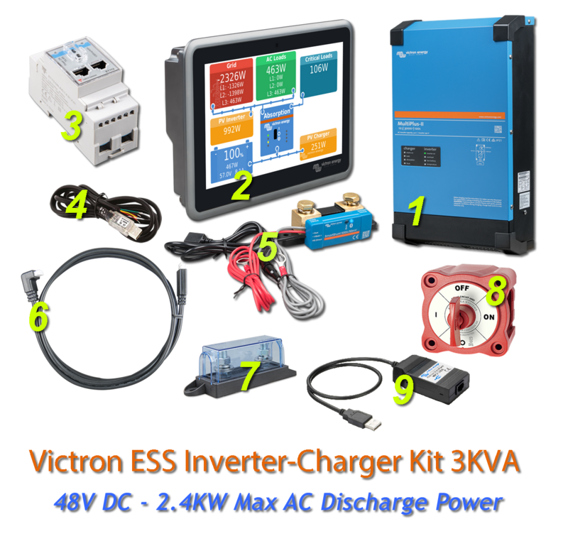 Victron Energy Multiplus II ESS Kit 48V DC - 2.4KW Max AC Discharge Power 35A Charging