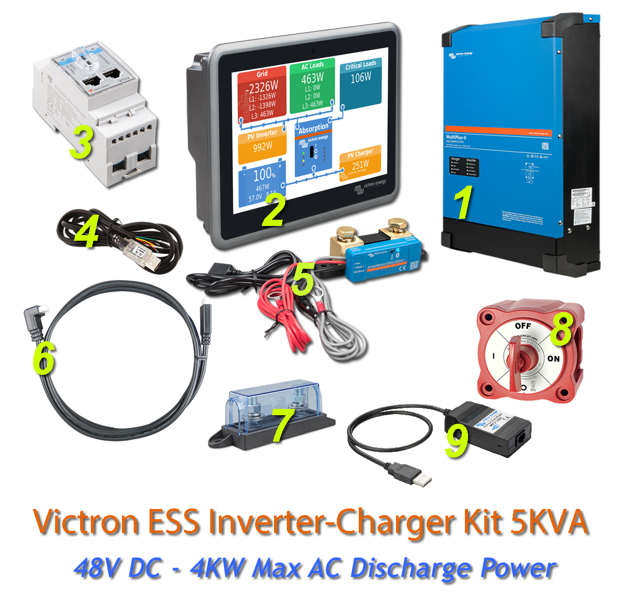 Victron Energy Multiplus II ESS Kit 48V DC - 4KW Max AC Discharge Power 70A Charging