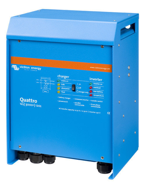 Victron Quattro 12V DC to 3000VA 230V AC 120A Charging 50A ATS Inverter Charger
