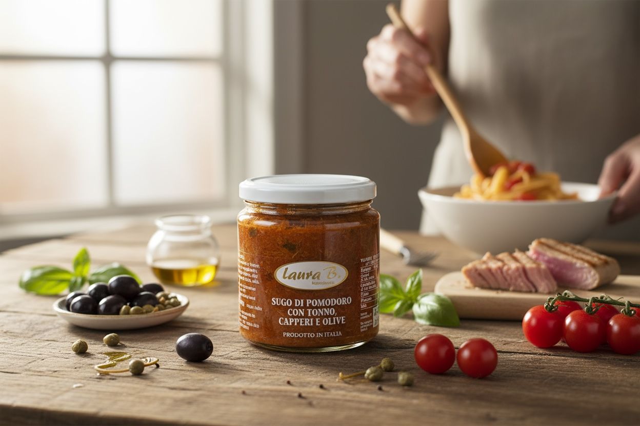 SUGO DI POMODORO CON TONNO CAPPERI E OLIVE