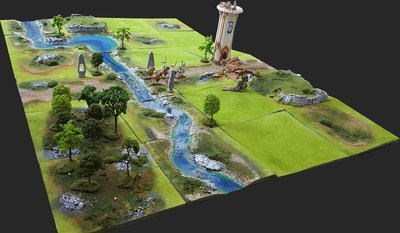 Trees used on a 6x4 board - rest of the terrain and miniatures shown for scale and display purposes only