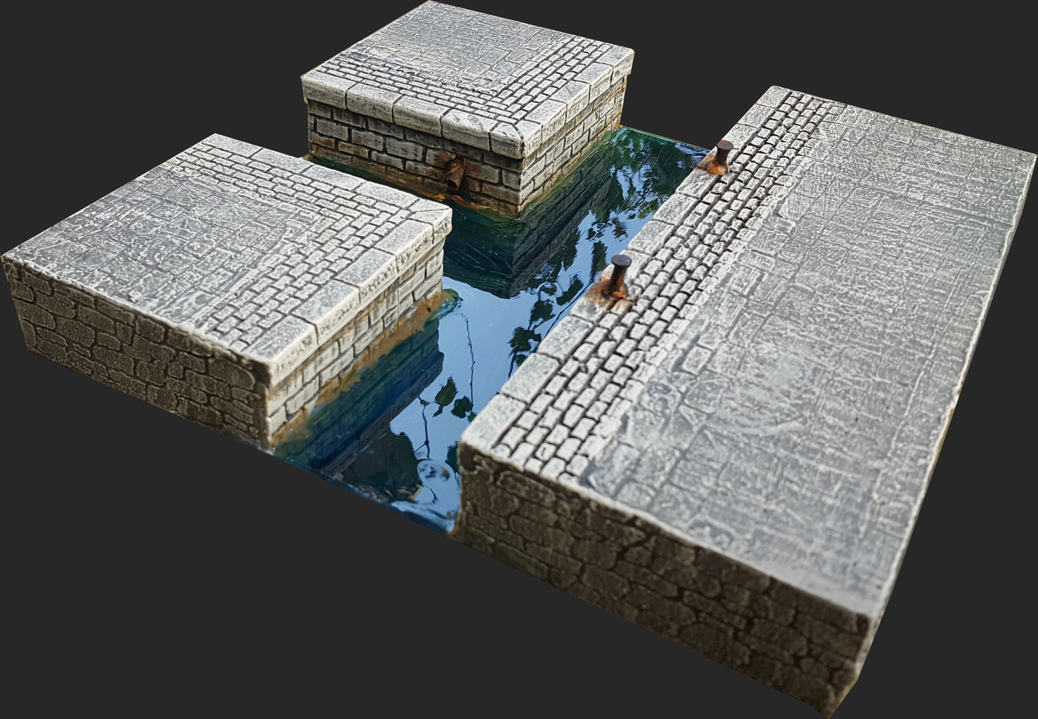 Canal System combined with Harbours and Slope & Rises for a full 3D 3x3 Urban Board (Medieval Theme)