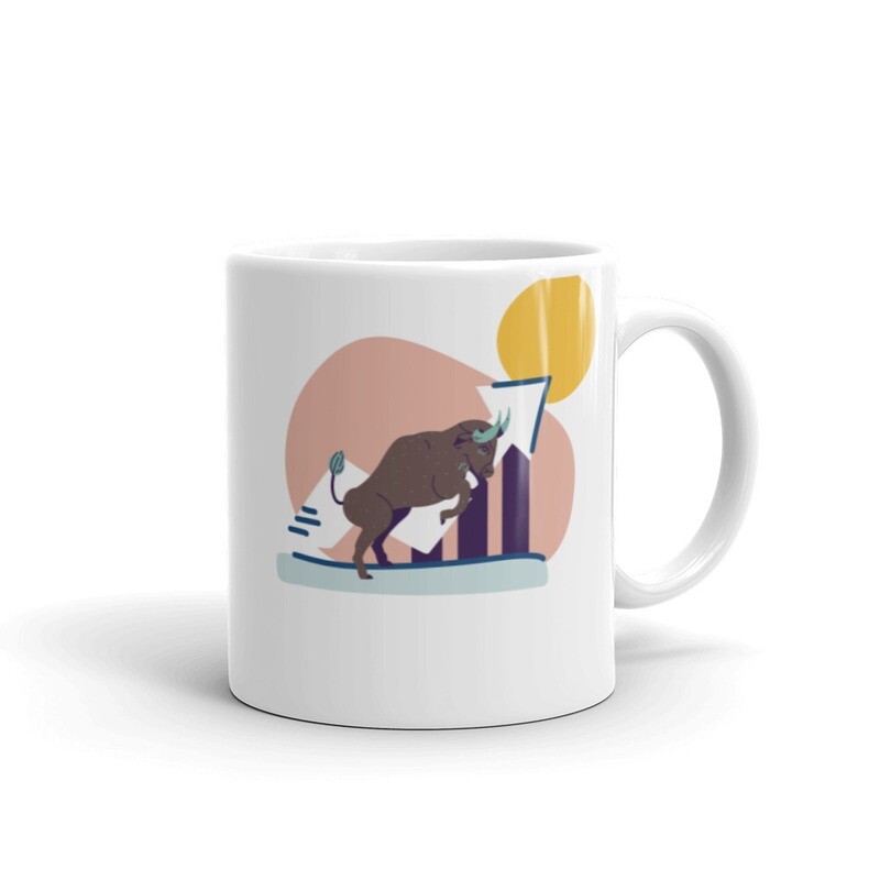 &quot;Feeling Bullish Today&quot; White Glossy Coffee Mug