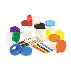 THE CHENILLE KRAFT COMPANY No-Spill Cups &amp; Coordinating Brushes  Assorted Colors  10/set; UNIT OF MEASURE: SE