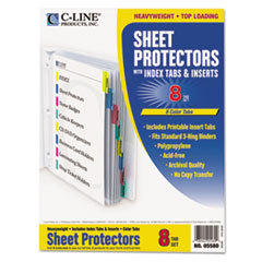 C-LINE PRODUCTS  INC Poly Sheet Protectors With Index Tabs  Assorted Color Tabs  11 X 8 1/2  8/st; UNIT OF MEASURE: SE