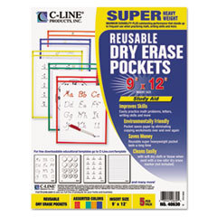 C-LINE PRODUCTS  INC Reusable Dry Erase Pockets  9 X 12  Assorted Primary Colors  5/pack; UNIT OF MEASURE: PG