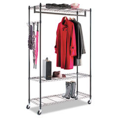 ALERA Wire Shelving Garment Rack  Coat Rack  Stand Alone Rack  Black Steel W/casters; UNIT OF MEASURE: EA