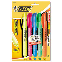 BIC CORP. Brite Liner Retractable Highlighter  Chisel Tip  Five-Color Set; UNIT OF MEASURE: SE