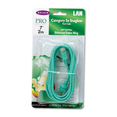 BELKIN COMPONENTS Cat5e Snagless Patch Cable  Rj45 Connectors  7 Ft.  Green; UNIT OF MEASURE: EA