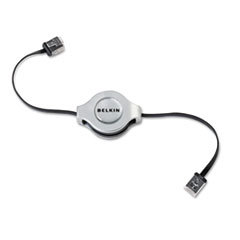 BELKIN COMPONENTS Retractable Cat5e Networking Cable  Rj45 Connectors  3 3/5 Ft.  Gray; UNIT OF MEASURE: EA