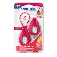 BRIGHT AIR Hang Or Stick Air Freshener  Island Nectar &amp; Pineapple  Pink  .27 Oz  2/pack; UNIT OF MEASURE: PG