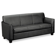 BASYX Vl870 Series Leather Reception Three-Cushion Sofa  73w X 28-3/4d X 32h  Black; UNIT OF MEASURE: EA