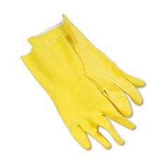 BOARDWALK Flock-Lined Latex Cleaning Gloves  Large  Yellow  12 Pairs; UNIT OF MEASURE: DZ