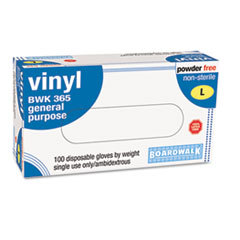 BOARDWALK Exam Vinyl Gloves  Powder&amp;latex-Free  4 Mils  Large  Clear  100/box; UNIT OF MEASURE: BX