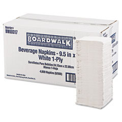 BOARDWALK Beverage Napkins  1-Ply  9 1/2in X 9in  White  4000/carton; UNIT OF MEASURE: BX