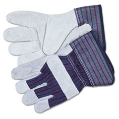 MCR SAFETY Split Leather Palm Gloves  Gray  Pair; UNIT OF MEASURE: PR