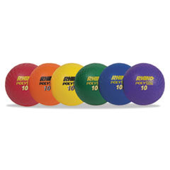 CHAMPION SPORT Rhino Playground Ball Set  10in Diameter  Rubber  Assorted  6 Balls/set; UNIT OF MEASURE: SE