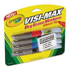 BINNEY &amp; SMITH / CRAYOLA Dry Erase Marker  Chisel Tip  Broad  Assorted Colors  4/set; UNIT OF MEASURE: SE