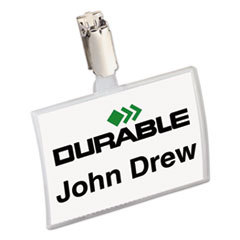 DURABLE OFFICE PRODUCTS CORP. Click-Fold Convex Name Badge Holder  Strap Clip  3 3/4w X 2 1/4h  Clear  25/pk; UNIT OF MEASURE: PG