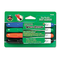 DIXON TICONDEROGA CO. White System Dry Erase Marker  Chisel Tip  Assorted Colors  4/set; UNIT OF MEASURE: SE