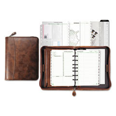 DAYTIMER'S INC. Aviator Distressed Leather Starter Set  5 1/2 X 8 1/2  Dark Tan; UNIT OF MEASURE: EA