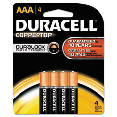 DURACELL PRODUCTS COMPANY Coppertop Alkaline Batteries With Duralock Power Preserve Technology  Aaa  4/pk; UNIT OF MEASURE: PG