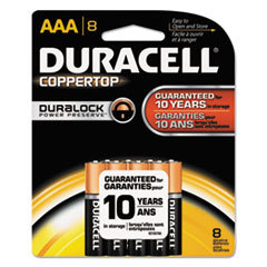 DURACELL PRODUCTS COMPANY Coppertop Alkaline Batteries With Duralock Power Preserve Technology  Aaa  8/pk; UNIT OF MEASURE: PG