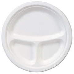 DIXIE FOOD SERVICE Ecosmart Molded Fiber Dinnerware  3-Compartment Plate  White  9india  500/carton; UNIT OF MEASURE: BX