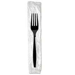 DIXIE FOOD SERVICE Individually Wrapped Forks  Plastic  Black  1000/carton; UNIT OF MEASURE: BX