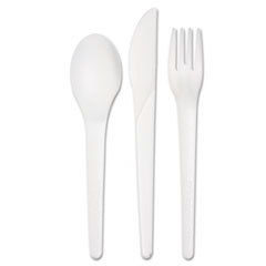 ECO-PRODUCTS INC. Plantware Renewable &amp; Compostable Cutlery Kit  Wrapped  Pearl White  250/carton; UNIT OF MEASURE: BX