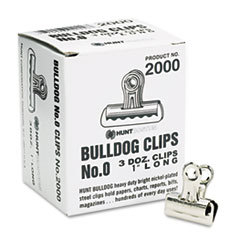 ELMER'S PRODUCTS  INC. Bulldog Clips  Steel  5/16in Capacity  1inw  Nickel-Plated  36/box; UNIT OF MEASURE: BX