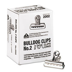 ELMER'S PRODUCTS  INC. Bulldog Clips  Steel  1/2in Capacity  2-1/4inw  Nickel-Plated  36/box; UNIT OF MEASURE: BX