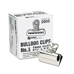 ELMER'S PRODUCTS  INC. Bulldog Clips  Steel  7/8in Capacity  2-5/8inw  Nickel-Plated  12 Per Box; UNIT OF MEASURE: BX