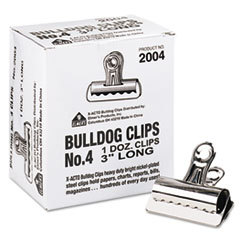 ELMER'S PRODUCTS  INC. Bulldog Clips  Steel  1in Capacity  3inw  Nickel-Plated  12 Per Box; UNIT OF MEASURE: BX
