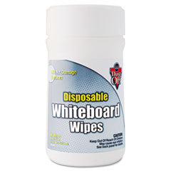 FALCON SAFETY Disposable White Board Wipes  6 X 6 1/2  White  80/canister; UNIT OF MEASURE: EA
