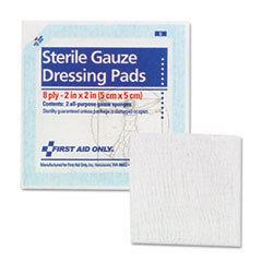 FIRST AID ONLY  INC. Gauze Pads  2in X 2in  5/pack; UNIT OF MEASURE: PG