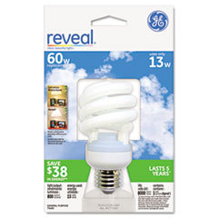 GENERAL ELECTRIC CO. Energy Smart Compact Fluorescent Spiral Light Bulb  Spiral  13 Watts; UNIT OF MEASURE: EA