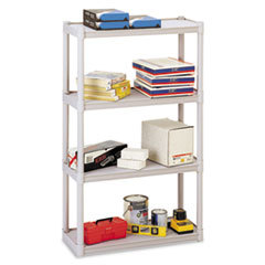 ICEBERG ENTERPRISES Rough N Ready Four-Shelf Open Storage System  Resin  32w X 13d X 54h  Platinum; UNIT OF MEASURE: EA