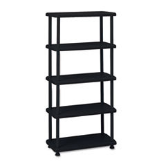 ICEBERG ENTERPRISES Rough N Ready Five-Shelf Open Storage System  Resin  36w X 18d X 74h  Black; UNIT OF MEASURE: EA