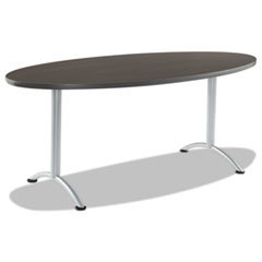 ICEBERG ENTERPRISES Arc Sit-To-Stand Tables  Oval Top  36w X 72d X 42h  Gray Walnut/silver; UNIT OF MEASURE: EA
