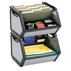 IDEASTREAM CONSUMER PRODUCTS Stackable Bin Storage Box  Letter  Plastic  15-3/4 X 15x 14  Gray; UNIT OF MEASURE: EA
